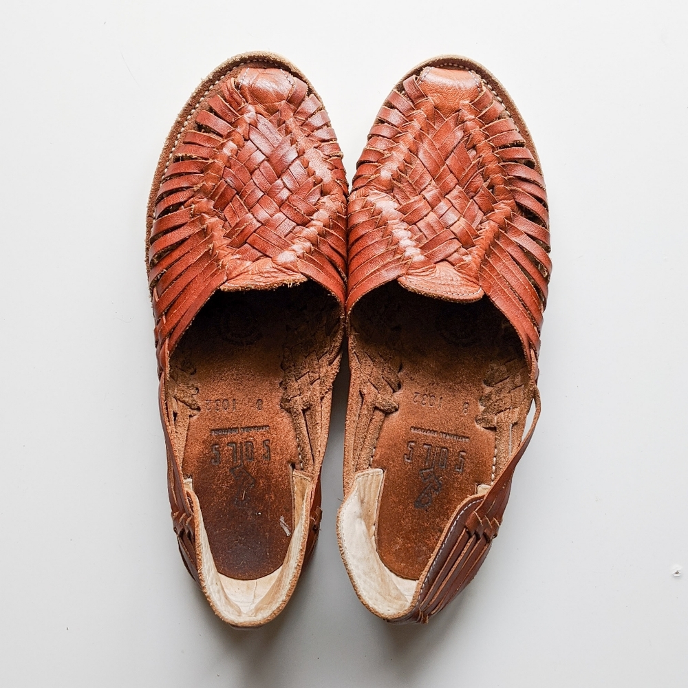 Sols Handmade Woven Leather Sandals Size 8